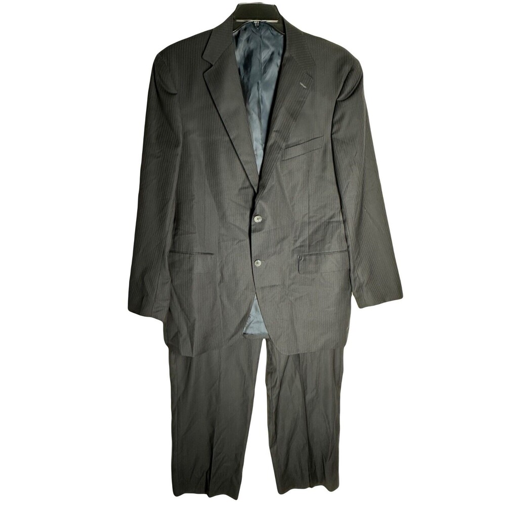 Paul Betenly 2pc Suit Set Wool Navy Stripe Florence Lanificio Filarte Size 38L